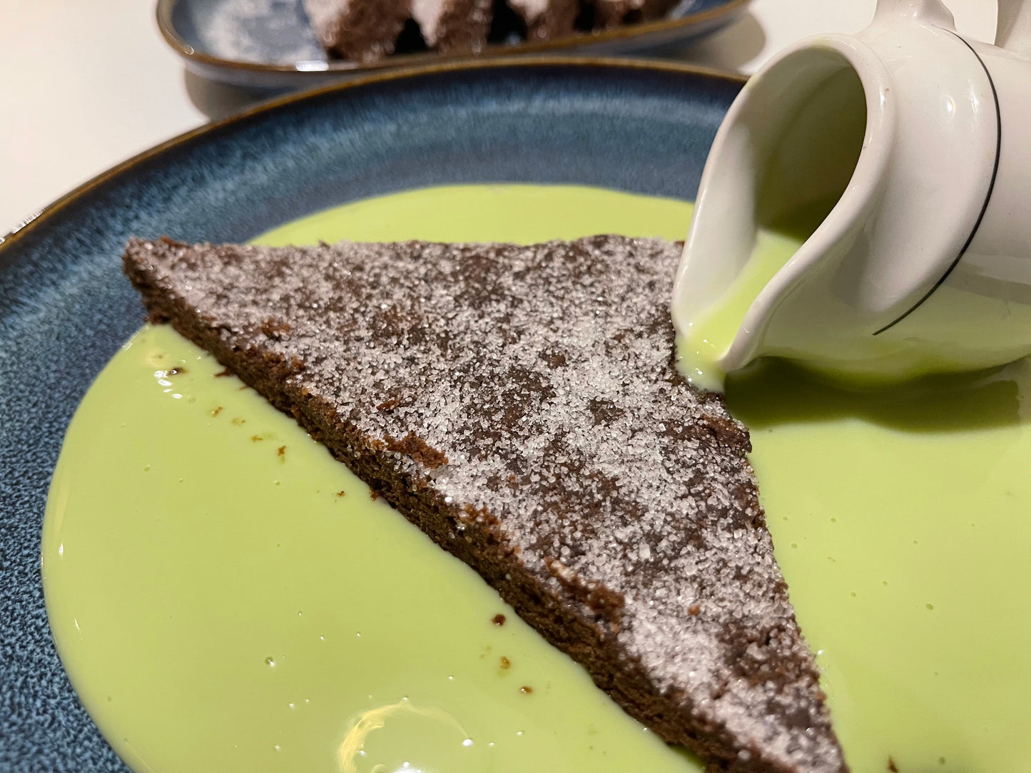 Chocolate Concrete Cake & Mint Custard